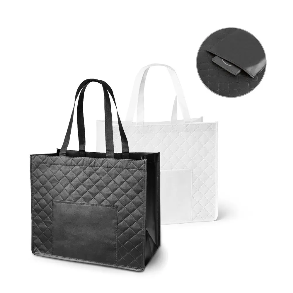 Sacola em non-woven laminado (110 g/m²) com bolso frontal