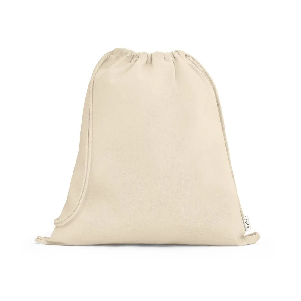Sacola tipo mochila em 100% algodão reciclado (180 g/m²)