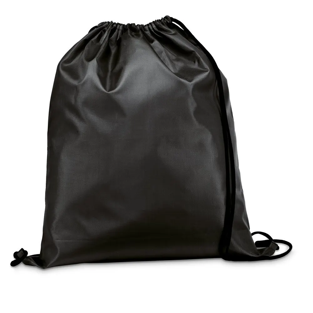 Sacola tipo mochila em 210D com cordões em preto