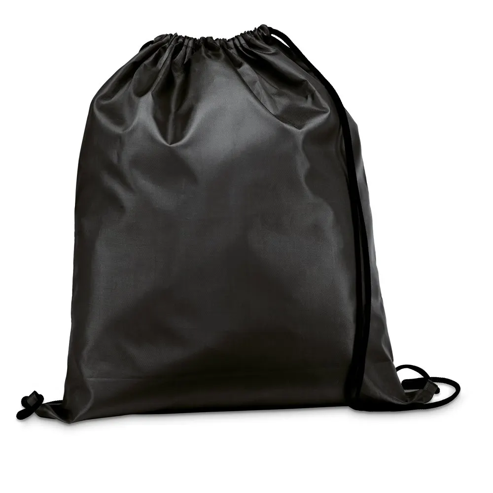 Sacola tipo mochila em 210D com cordões em preto
