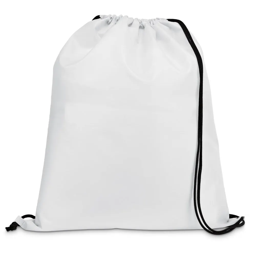 Sacola tipo mochila em 210D com cordões em preto