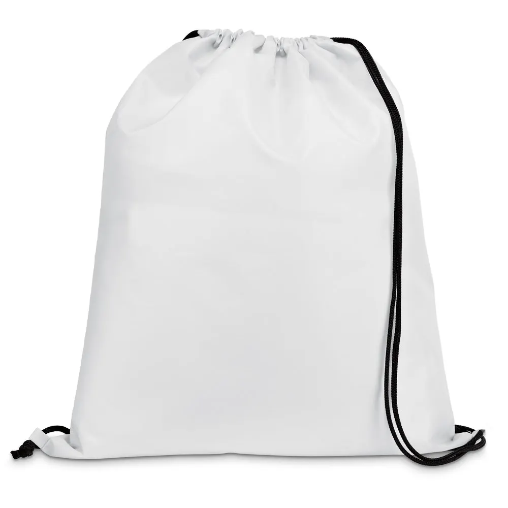 Sacola tipo mochila em 210D com cordões em preto