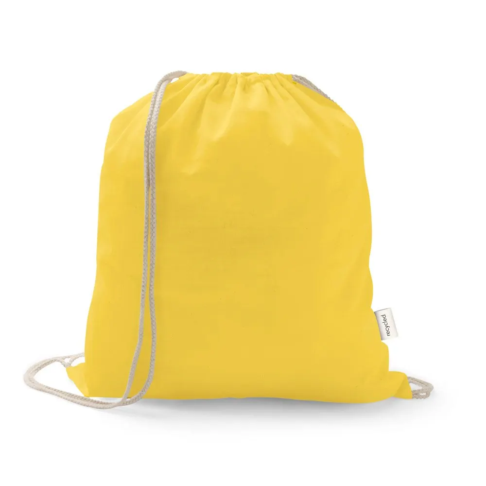 Sacola tipo mochila em 70% algodão reciclado e 30% poliéster reciclado (140 g/m²) sem tingimento