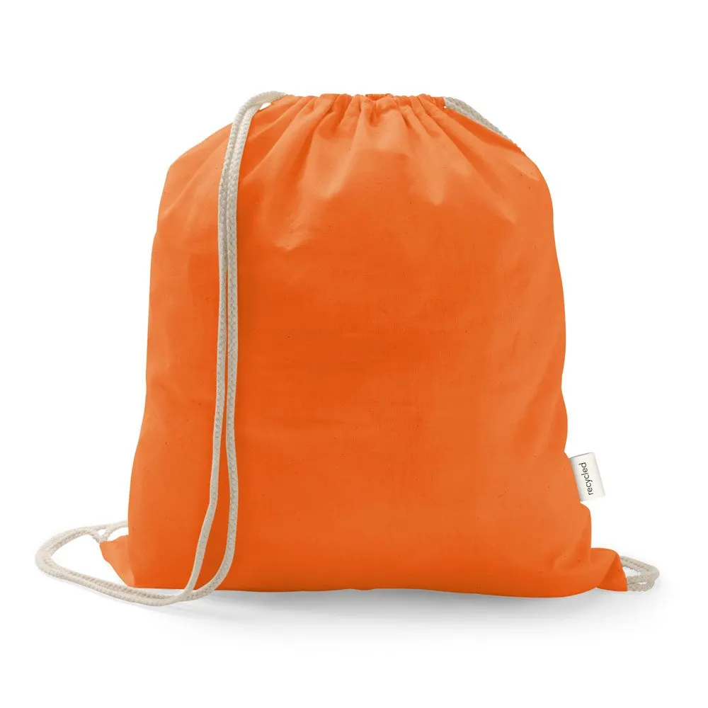 Sacola tipo mochila em 70% algodão reciclado e 30% poliéster reciclado (140 g/m²) sem tingimento