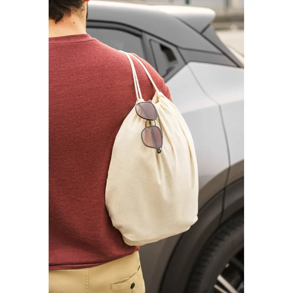 Sacola tipo mochila em algodão orgânico (120 g/m²)