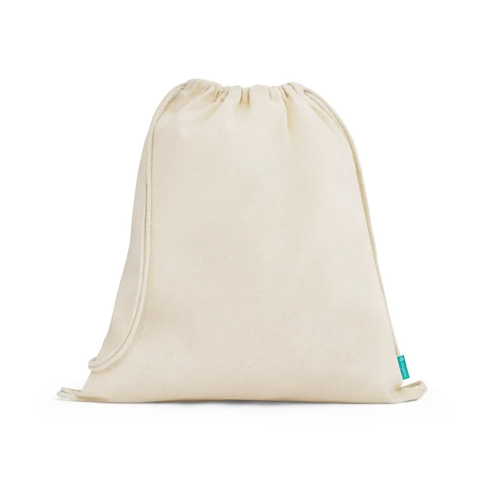 Sacola tipo mochila em algodão orgânico (120 g/m²)
