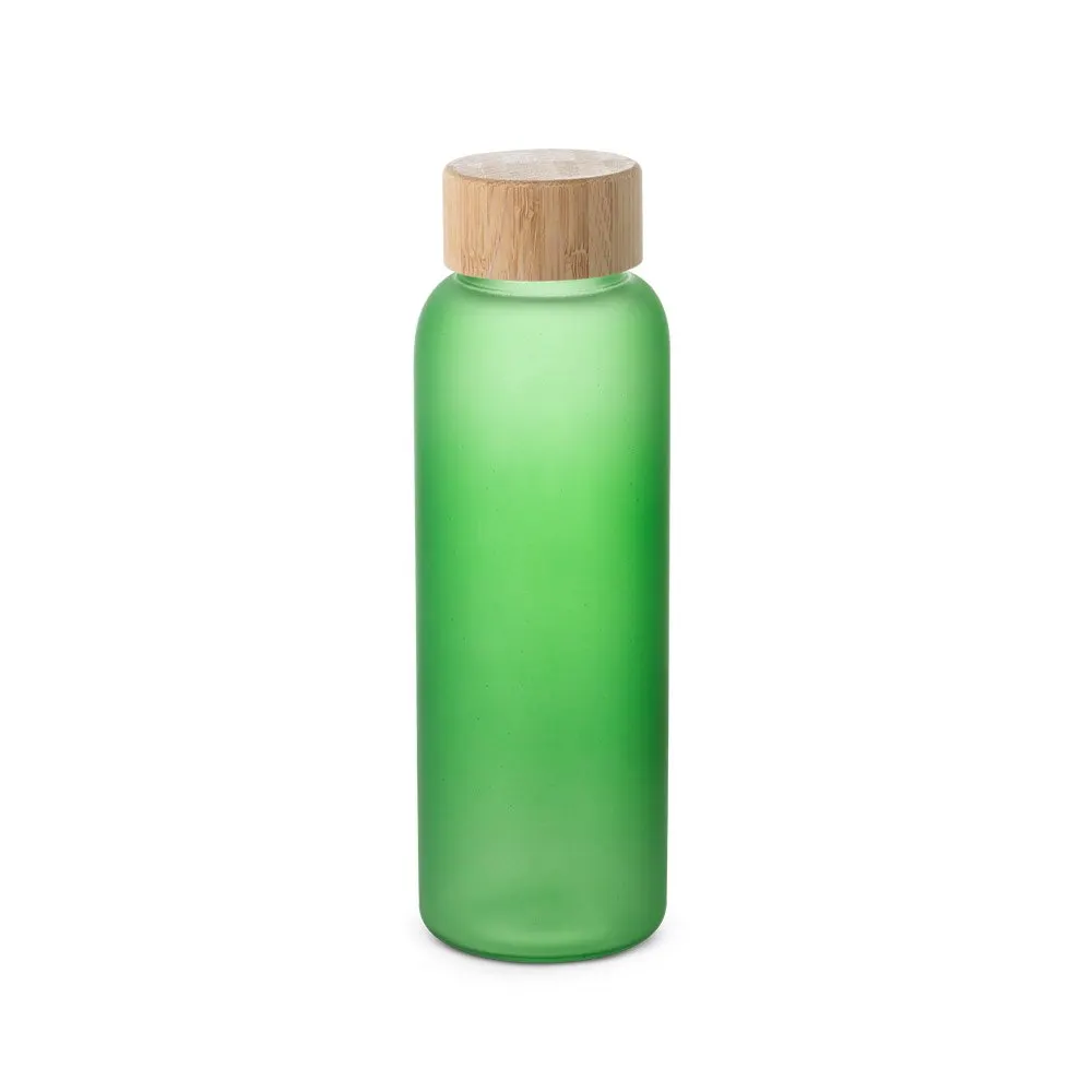 Squeeze de vidro borossilicato fosco com tampa em bambu 500 mL