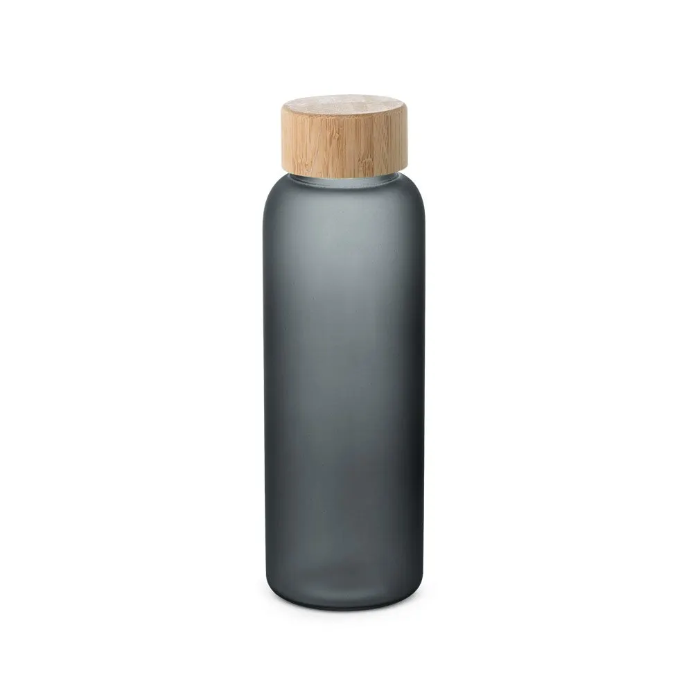 Squeeze de vidro borossilicato fosco com tampa em bambu 500 mL