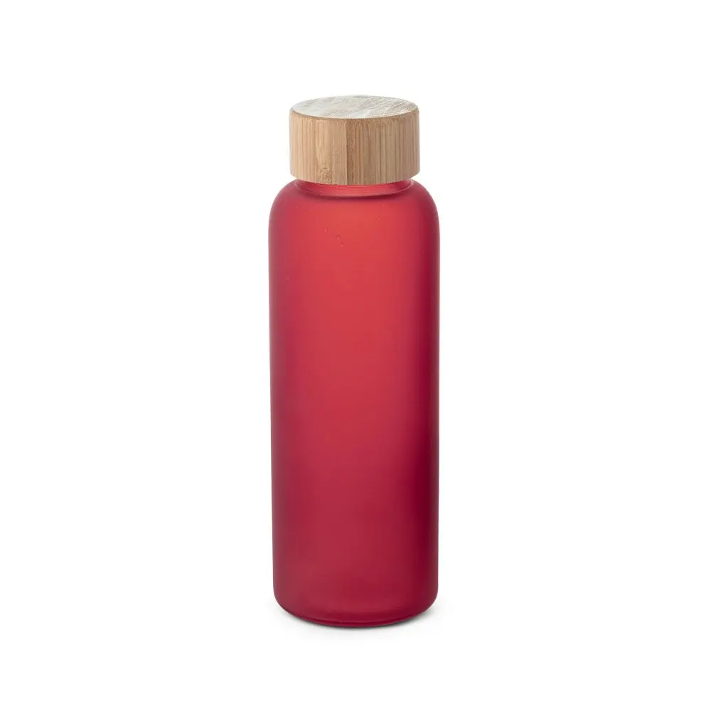 Squeeze de vidro borossilicato fosco com tampa em bambu 500 mL