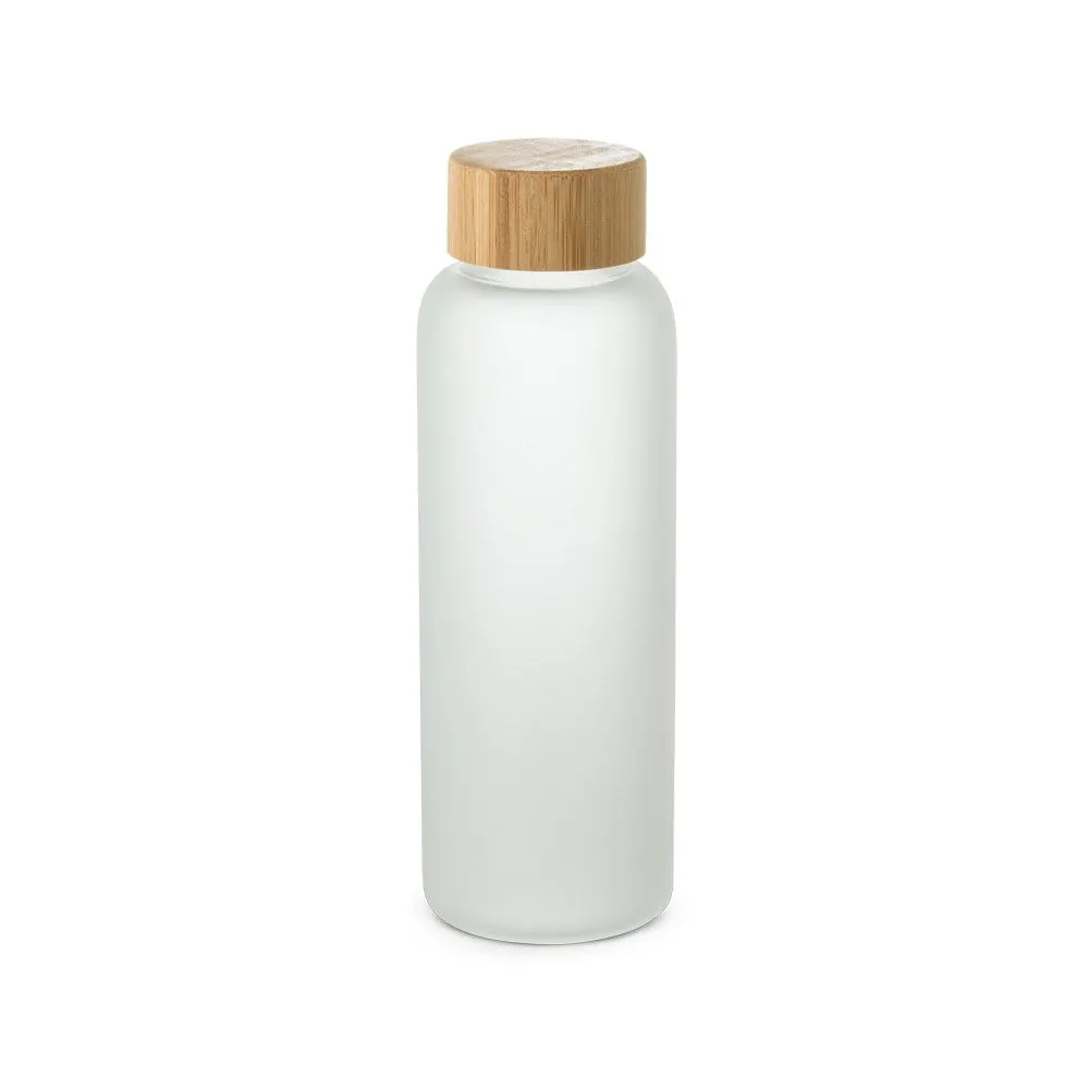 Squeeze de vidro borossilicato fosco com tampa em bambu 500 mL