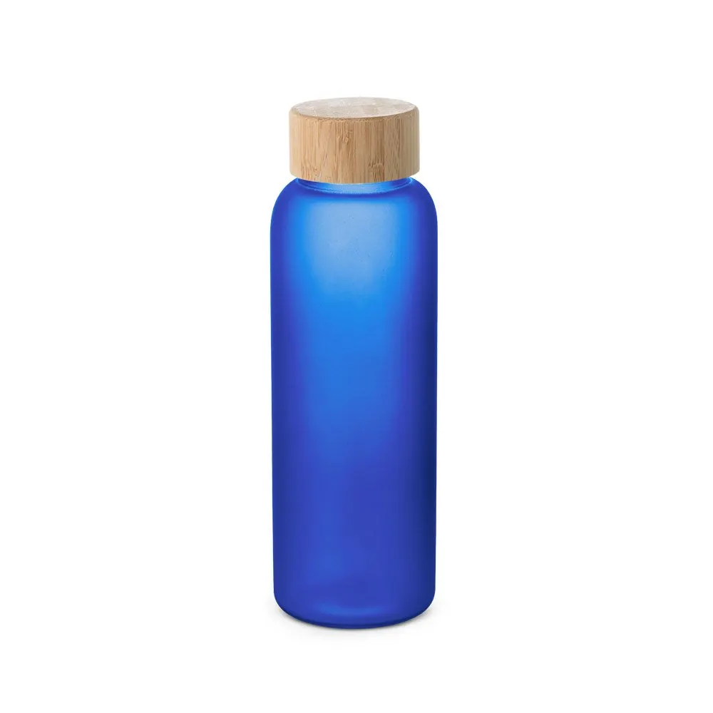 Squeeze de vidro borossilicato fosco com tampa em bambu 500 mL