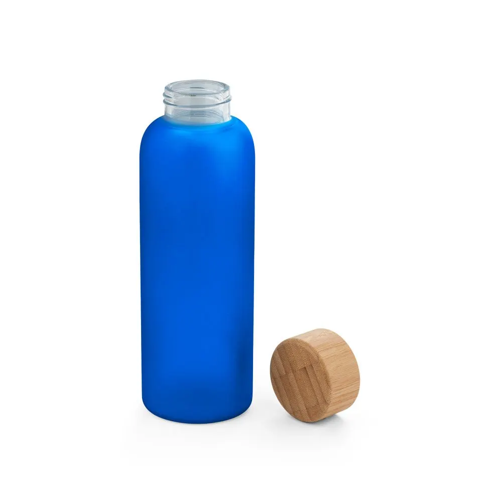 Squeeze de vidro borossilicato fosco com tampa em bambu 500 mL