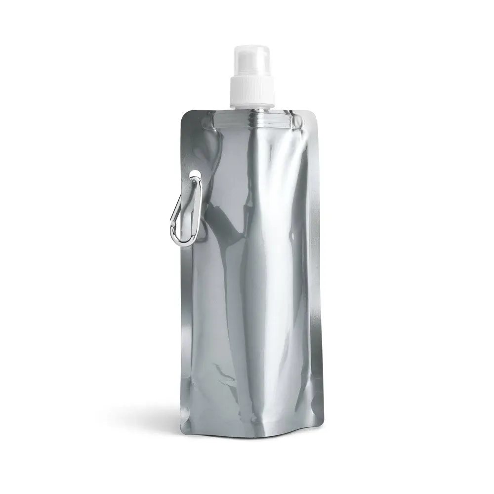Squeeze dobrável em PE com bico de sistema “push-pull” e acabamento metalizado 460 mL