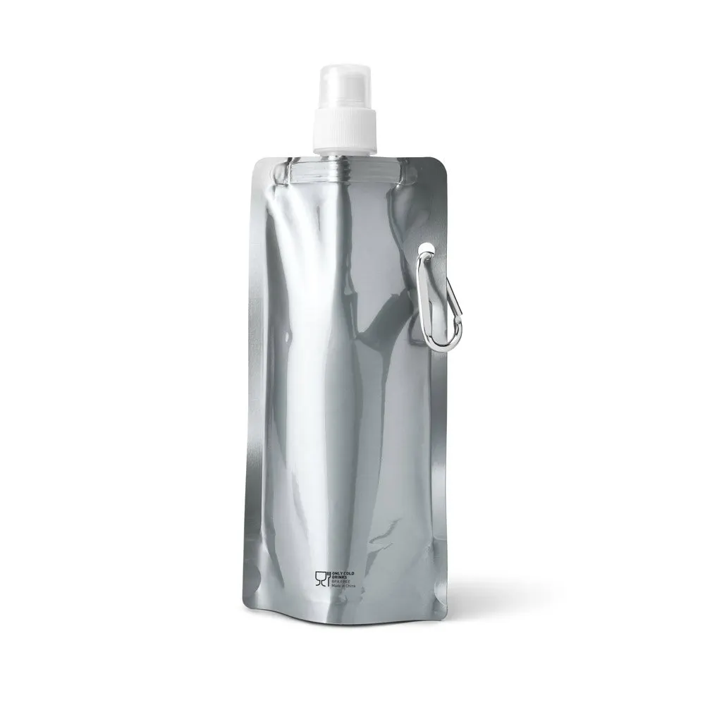 Squeeze dobrável em PE com bico de sistema “push-pull” e acabamento metalizado 460 mL