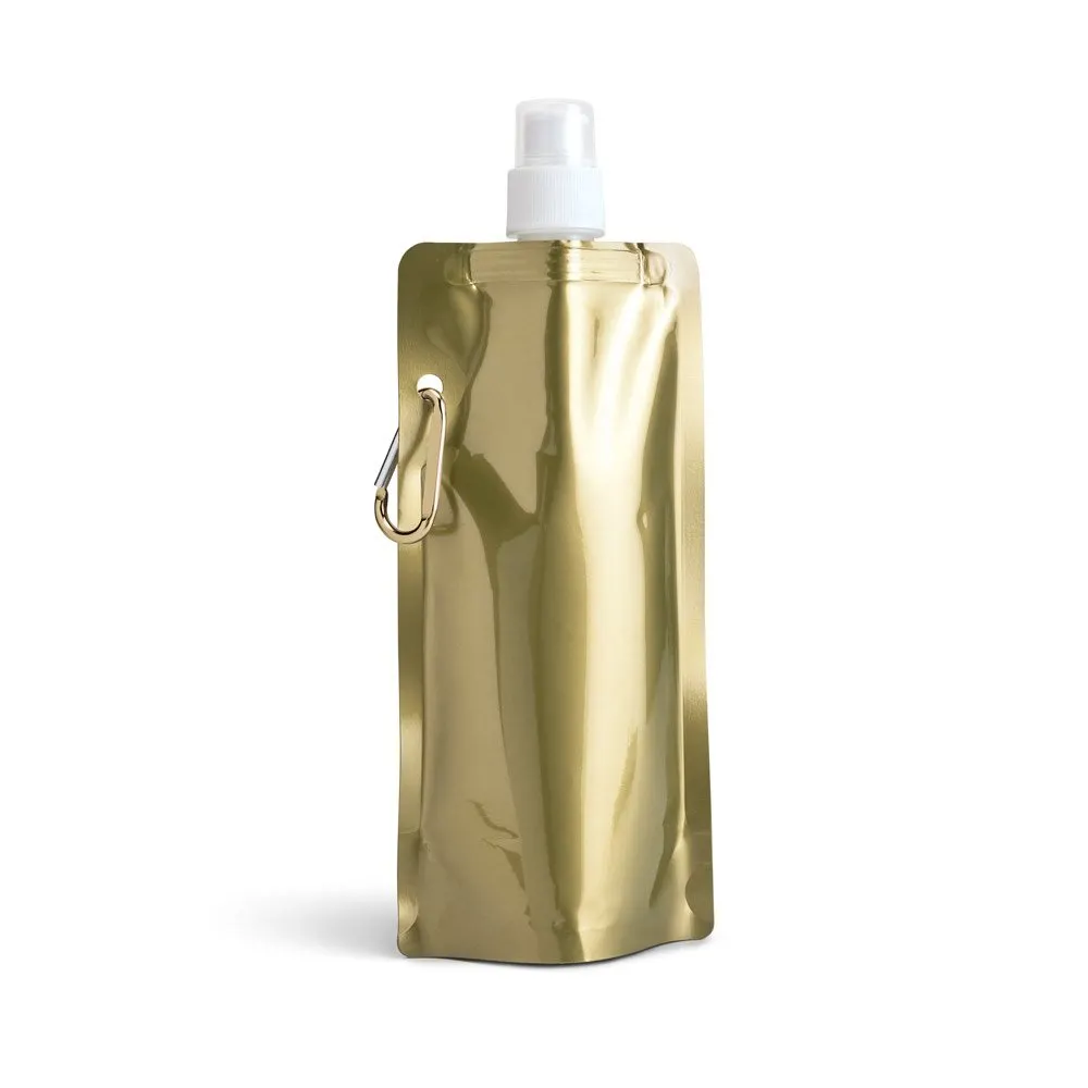 Squeeze dobrável em PE com bico de sistema “push-pull” e acabamento metalizado 460 mL