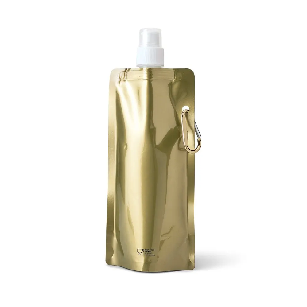 Squeeze dobrável em PE com bico de sistema “push-pull” e acabamento metalizado 460 mL