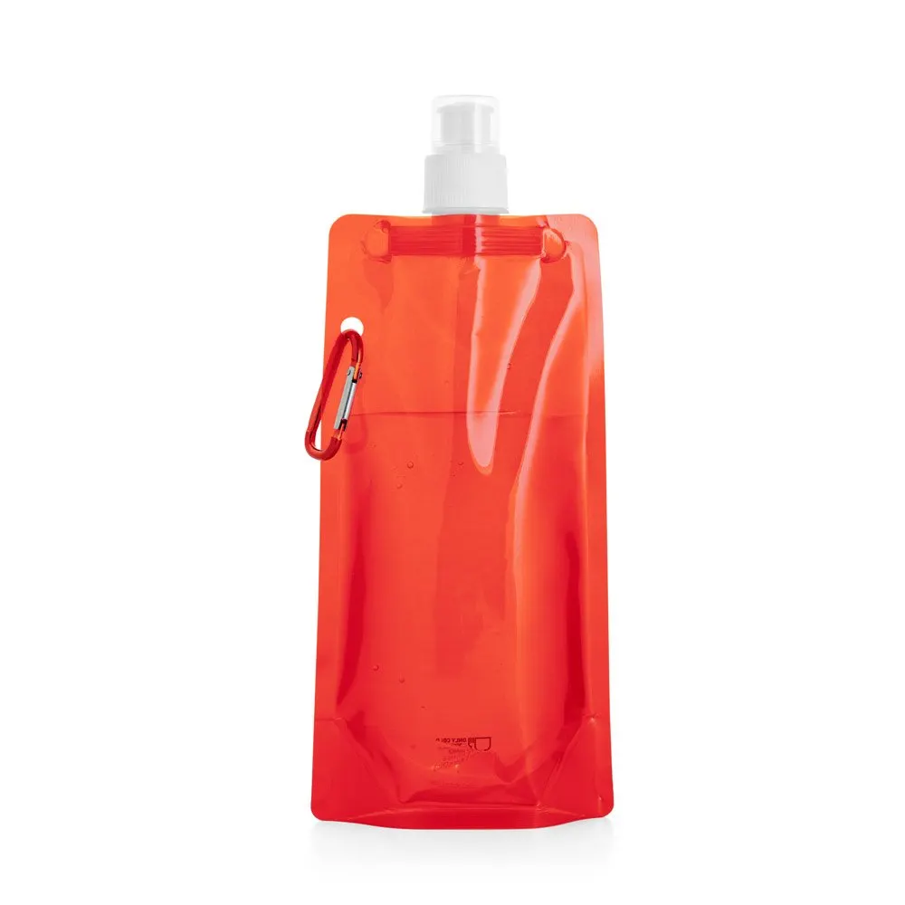 Squeeze dobrável em PE com bico de sistema “push-pull” e acabamento translúcido com mosquetão 460 mL