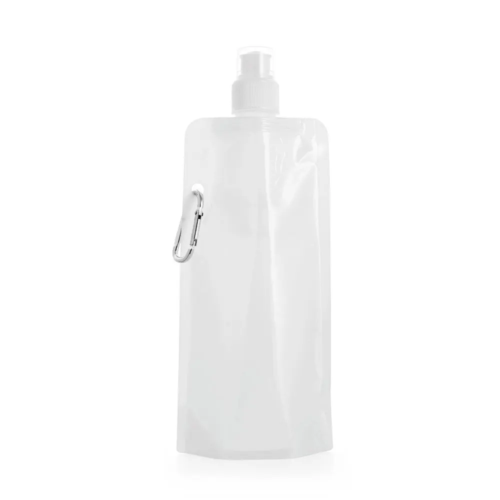 Squeeze dobrável em PE com bico de sistema “push-pull” e acabamento translúcido com mosquetão 460 mL