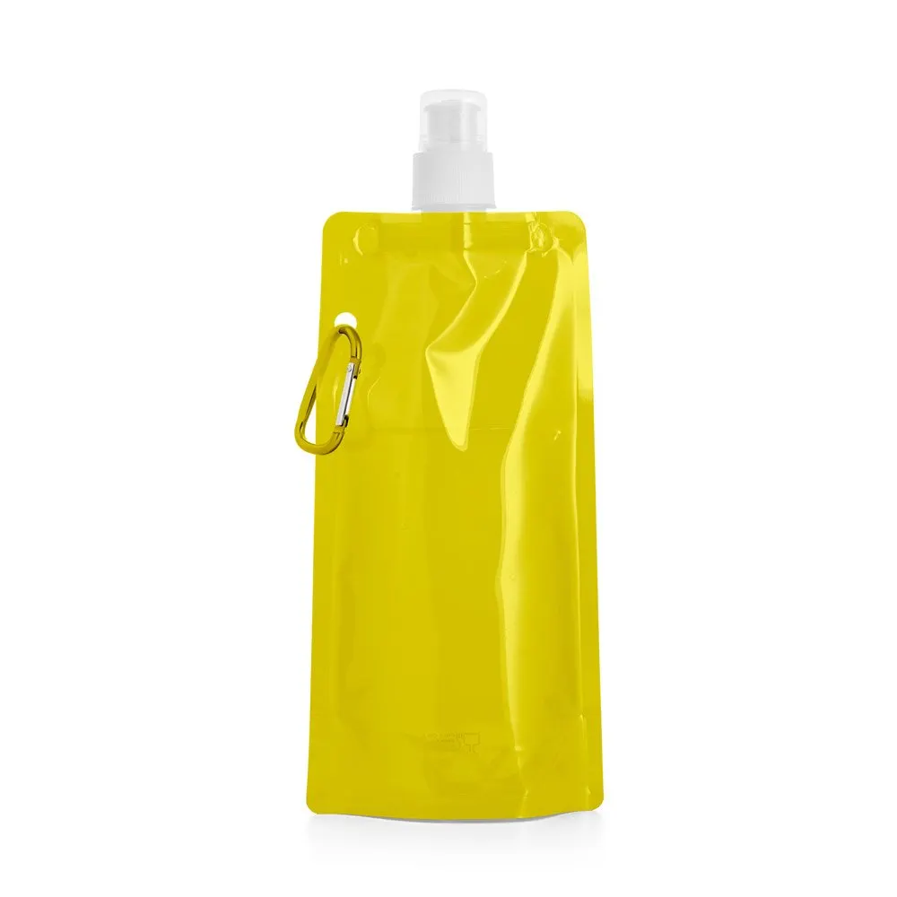 Squeeze dobrável em PE com bico de sistema “push-pull” e acabamento translúcido com mosquetão 460 mL