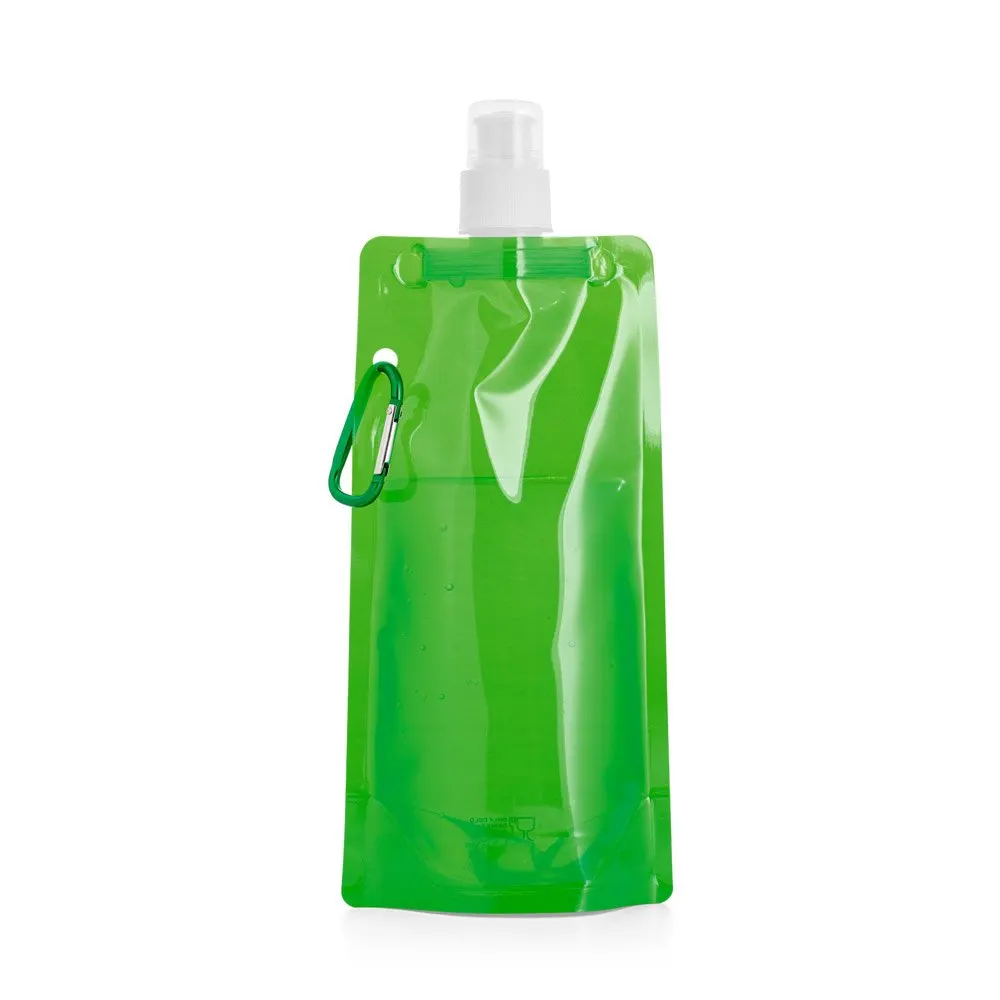 Squeeze dobrável em PE com bico de sistema “push-pull” e acabamento translúcido com mosquetão 460 mL