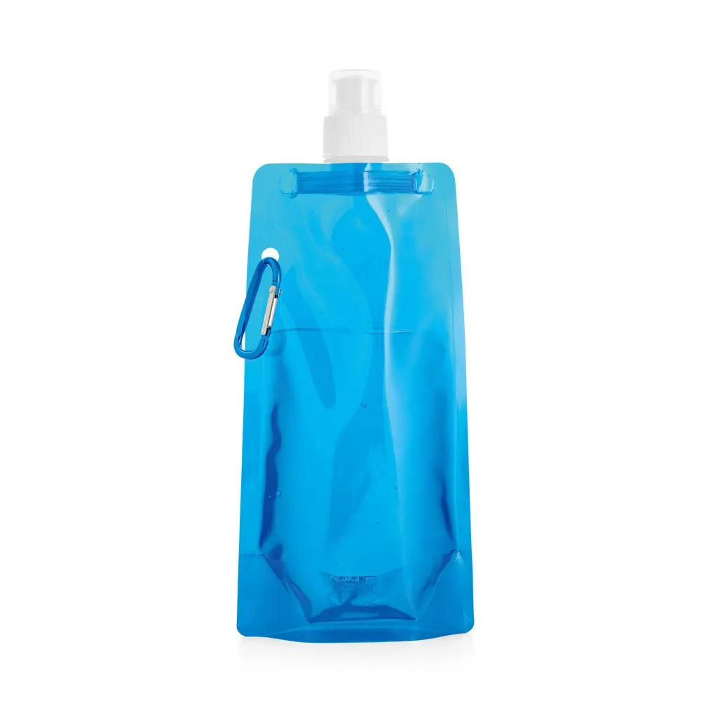 Squeeze dobrável em PE com bico de sistema “push-pull” e acabamento translúcido com mosquetão 460 mL