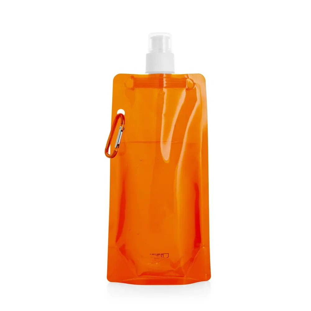 Squeeze dobrável em PE com bico de sistema “push-pull” e acabamento translúcido com mosquetão 460 mL