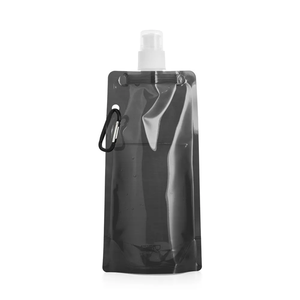Squeeze dobrável em PE com bico de sistema “push-pull” e acabamento translúcido com mosquetão 460 mL