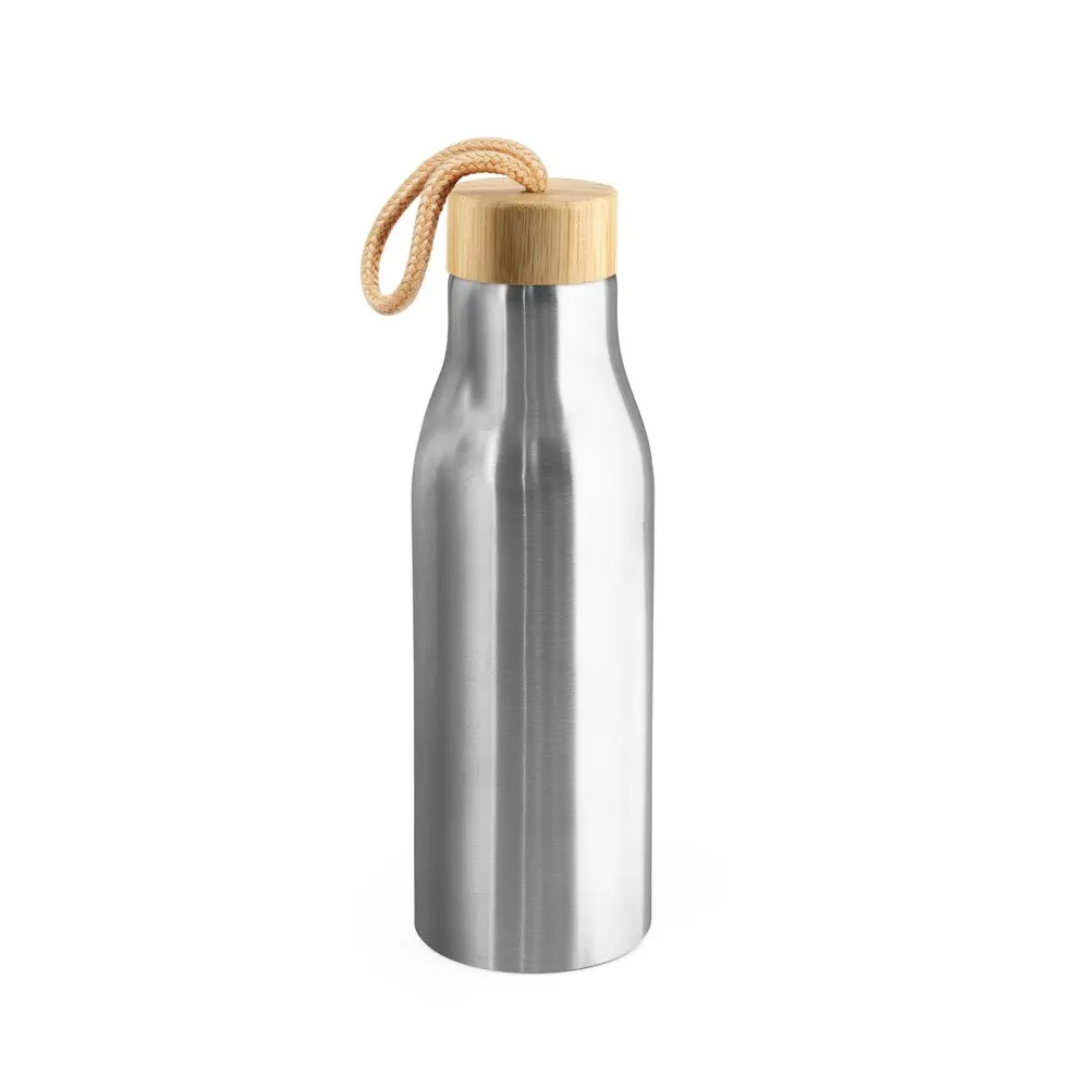Squeeze em aço inox 90% reciclado, de parede simples e acabamento em mate 570 mL
