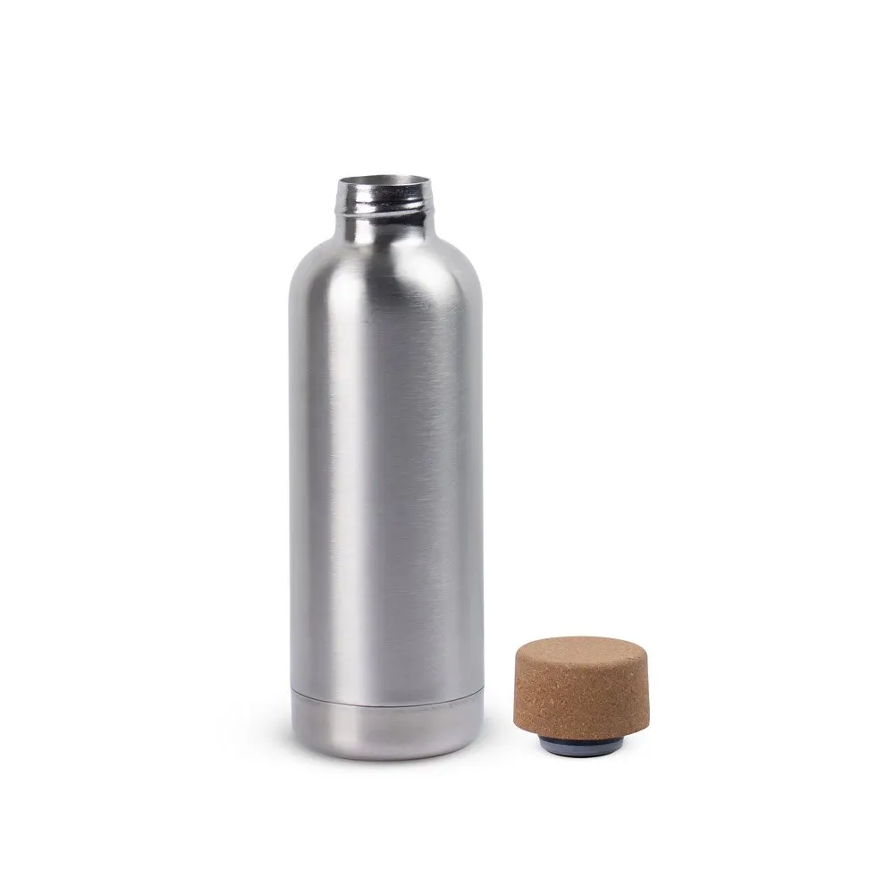 Squeeze em aço inox de parede simples, com tampa em cortiça 760 mL