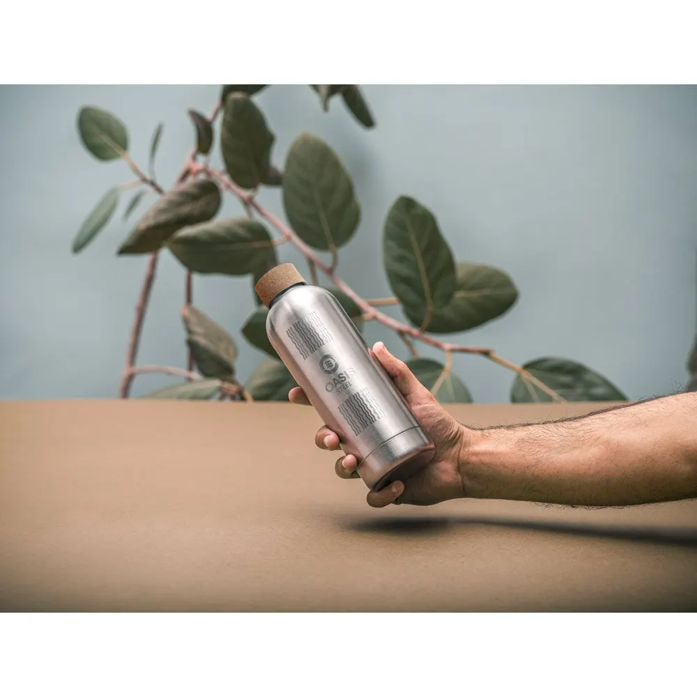 Squeeze em aço inox de parede simples, com tampa em cortiça 760 mL