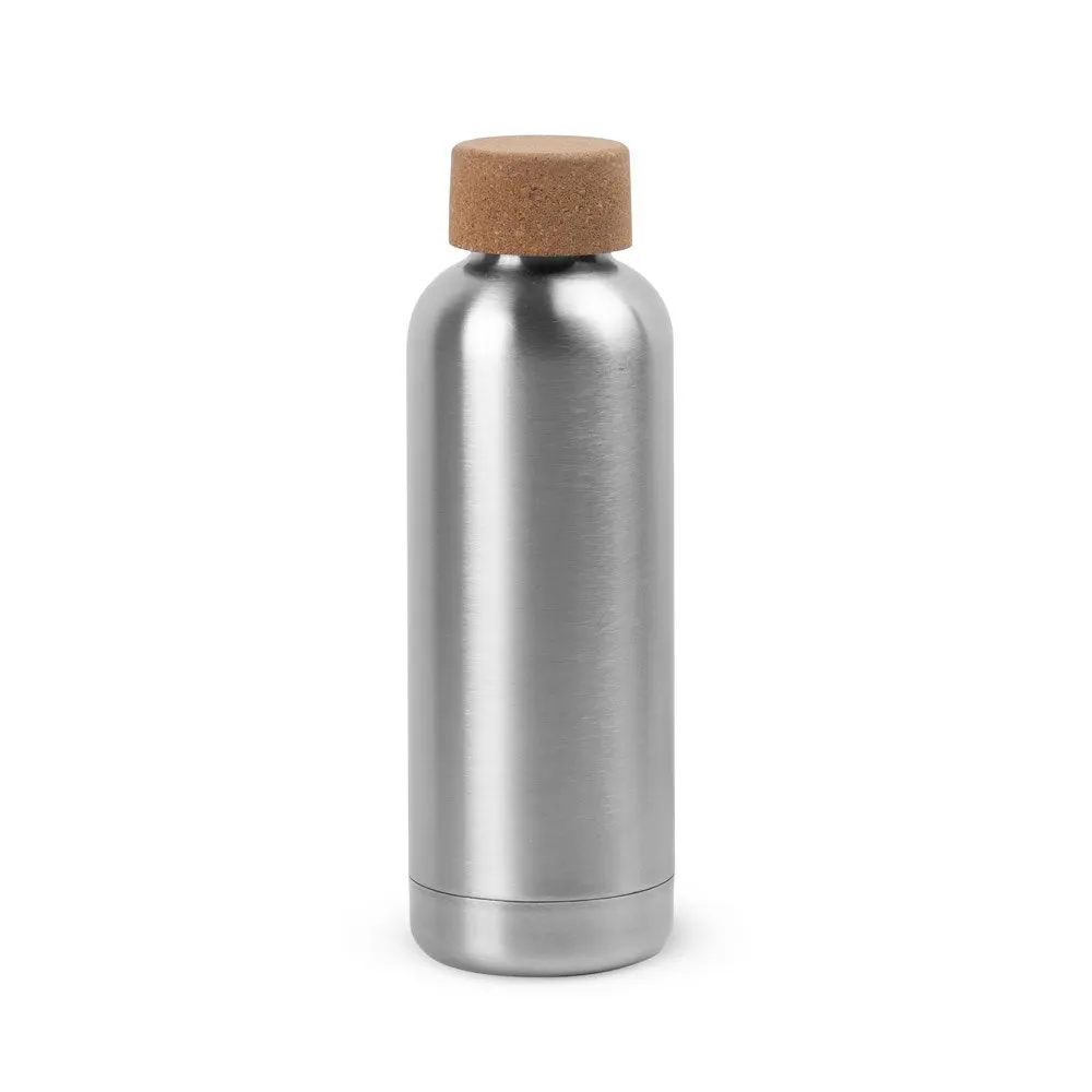 Squeeze em aço inox de parede simples, com tampa em cortiça 760 mL