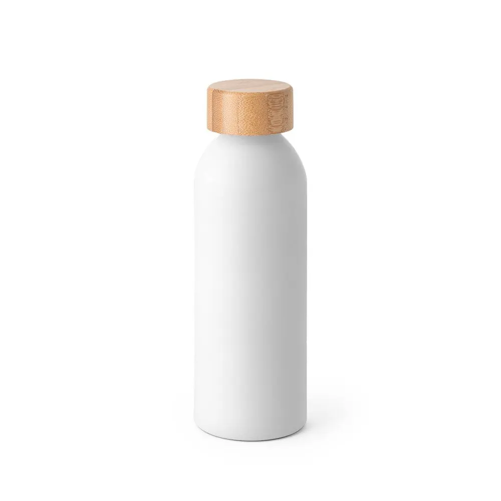 Squeeze em alumínio com acabamento emborrachado e tampa em bambu 550 mL