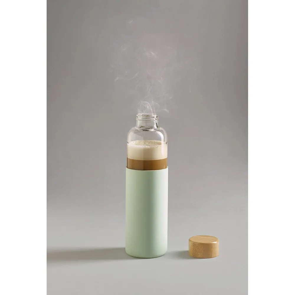 Squeeze em vidro borossilicato com tampa em bambu 600 mL