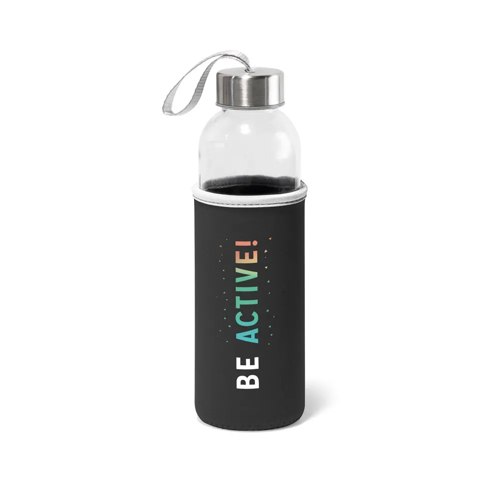 Squeeze em vidro e tampa em aço inox com alça 520 mL