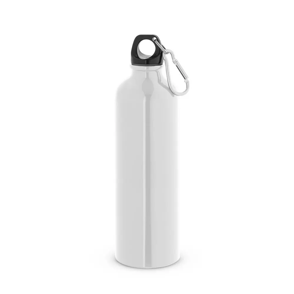 Squeeze esportiva em aço inox de parede simples com mosquetão 820 mL