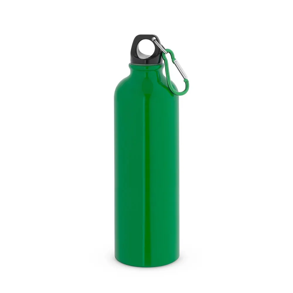 Squeeze esportiva em aço inox de parede simples com mosquetão 820 mL