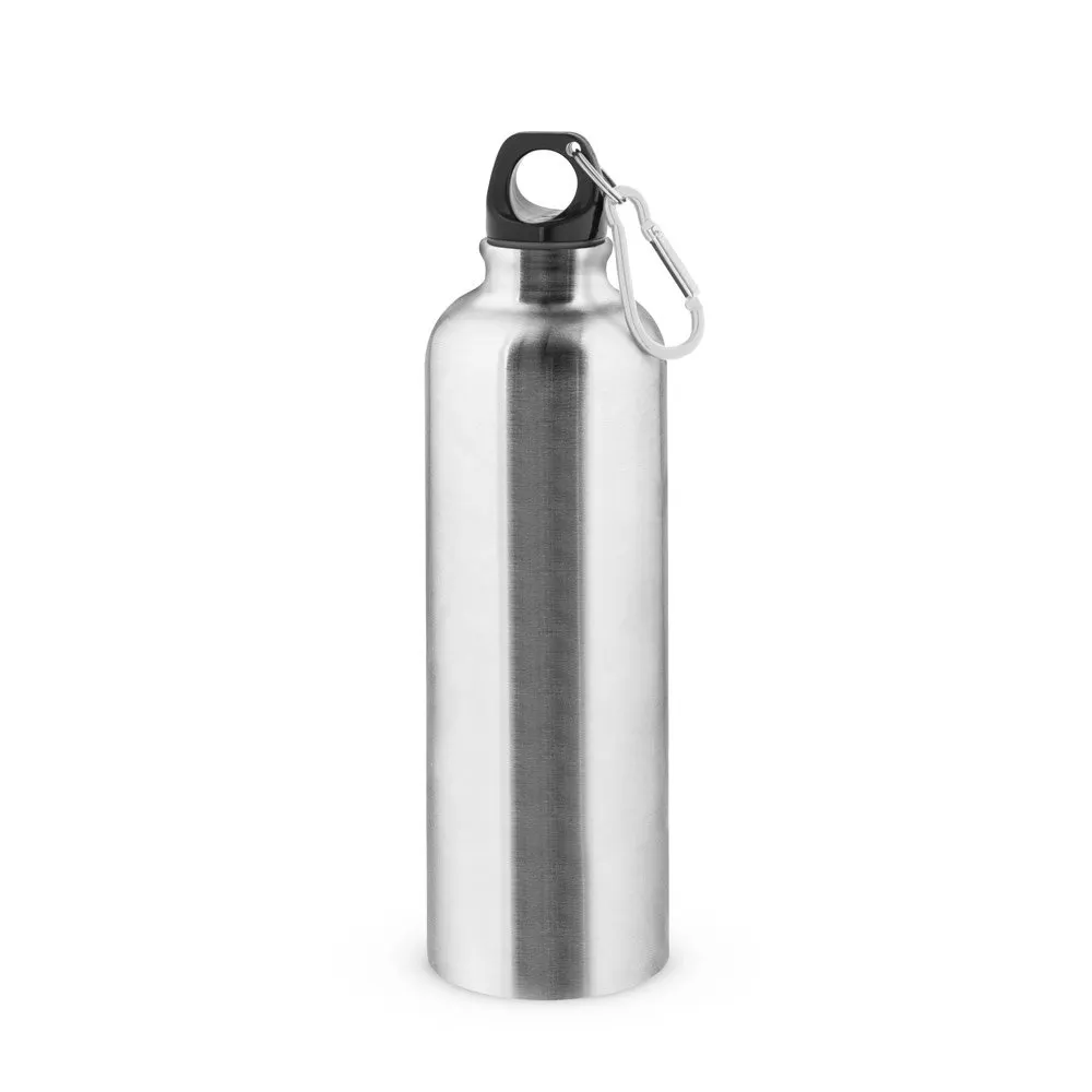 Squeeze esportiva em aço inox de parede simples com mosquetão 820 mL