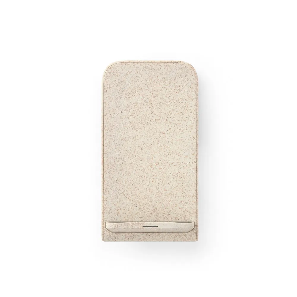 Suporte para celular com carregador wireless super-rápido em fibra de palha de trigo e ABS