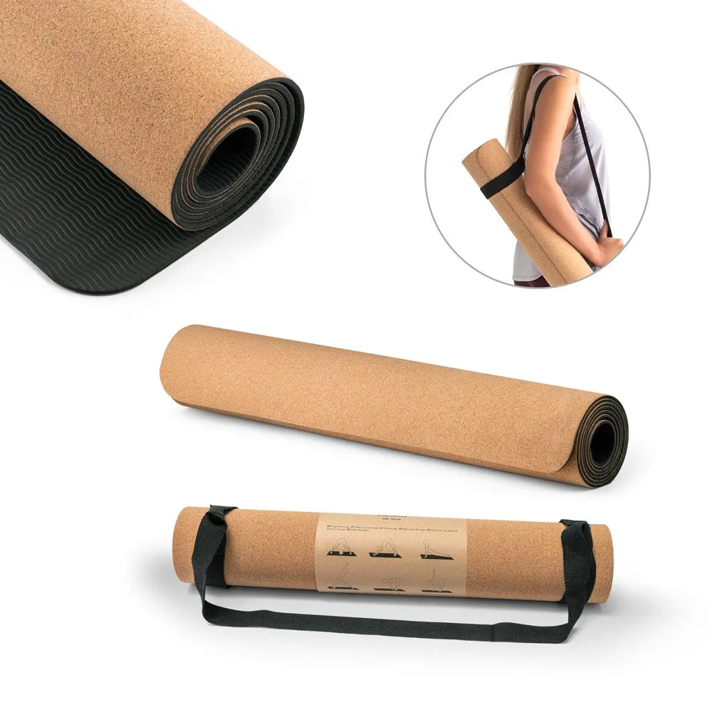 Tapete de exercício para yoga em cortiça e TPE com espessura até 3.7 mm